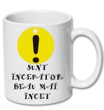 Cana alba personalizata &quot; Sunt incepator, beau mai incet &quot;, INOVATIX&reg;. 330ml