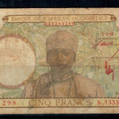 French West Africa 1943(2-3) - 5 francs, circulata
