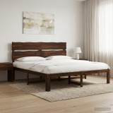 Cumpara ieftin Cadru de pat dublu cu spatar ROSTOCK Maro inchis 180 x 200 cm