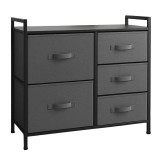 Comoda 5 Sertare Textile / 83x29x77cm - Antracit/negru