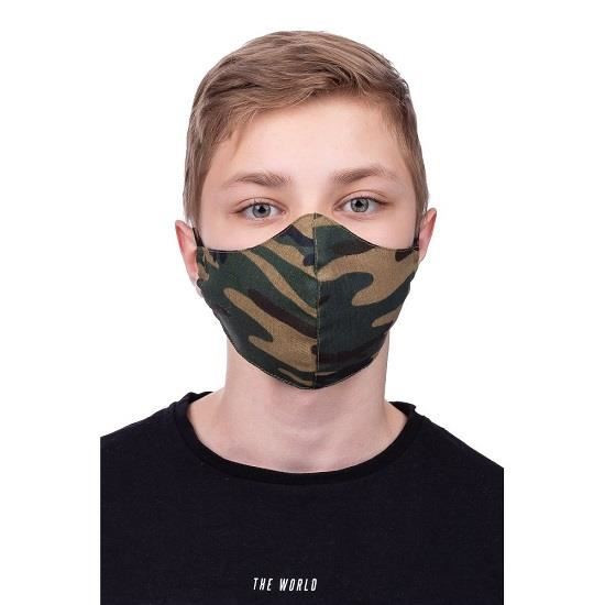 Masca Antipraf cu Membrana pentru Copii 8-12 Ani - iberry Face Mask Camo Green