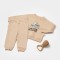 Set hanorac si pantaloni, Two thread, 100%bumbac organic - Stone, BabyCosy (Marime: 6-9 luni)