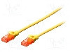 Patch cord Cat 5e, U/UTP, conexiune 1:1, 1m, DIGITUS - DK-1512-010/Y