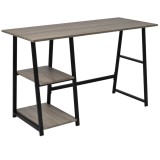 Birou calculator vidaXL, gri/stejar, 120x50x73 cm, MDF+metal, 2 rafturi depozitare