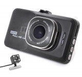 Camera Video Auto Dubla Full HD Soundvox, 5 Mega, Cu Senzor De Miscare Dual Lens Vehicle BlackBox DVR 1080P Negru, General