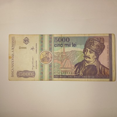 Di.155. Bancnota 5000 lei 1992 circulata stare buna foto