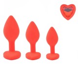 Set dildo Red Silicone Heart Red Diamond