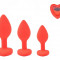 Set dildo Red Silicone Heart Red Diamond