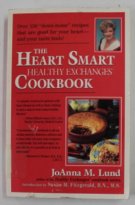 THE HEART SMART HEALTHY EXCHANGES COOKBOOK by JOANNA M. LUND , 1999 , COPERTA CU DEFECTE SI URME DE UZURA foto
