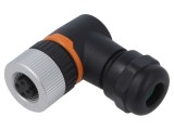 Conector LAPP M12 4 pini mamă unghi 90&deg; IP67 pe cablu 250V