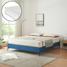 Pat tapitat cu saltea Lilla 140x200cm textil albastru [en.casa] HausGarden Leisure foto