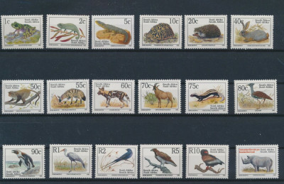 250-AFRICA DE SUD 1993-FAUNA-Serie completa de 18 timbre nestampilate MNH foto