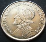 Moneda 25 CENTESIMOS (1/4 BALBOA) - PANAMA, anul 2008 * cod 3589