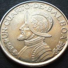 Moneda 25 CENTESIMOS (1/4 BALBOA) - PANAMA, anul 2008 * cod 3589