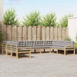 vidaXL Set de canapele de exterior cu pernă 9 pcs Alb și gri deschis 3387035