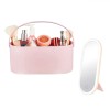 Portfard Roz Oglinda LED Detasabila 3 Moduri Iluminare, Ajustabila, Valiza Cosmetice, Portabil, 23x10x11.5cm