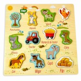 Puzzle incastru 3D Ferma Animalelor in Limba Romana, 12 piese mari, 30x30 cm
