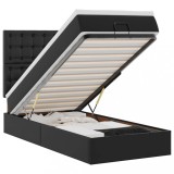 Cumpara ieftin Cadru de pat otoman cu saltea neagra 90x200cm piele artificiala