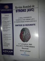 CARTE Vintage Medicina,SINTEZE SI REZUMATE-Revista Romana de STROKE (AVC),T.GRAT foto