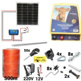 Kit pachet gard electric 12 Joule 12 220V panou solar 500m 500 izolatori + accesorii (BK87122-500-04-02)