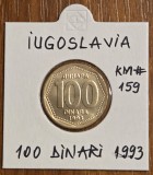 100 dinara 1993, Iugoslavia, in cartonas