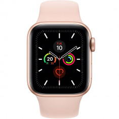 Smartwatch Apple Watch 5 GPS Aluminiu Auriu 44mm Curea Sport Silicon Roz foto