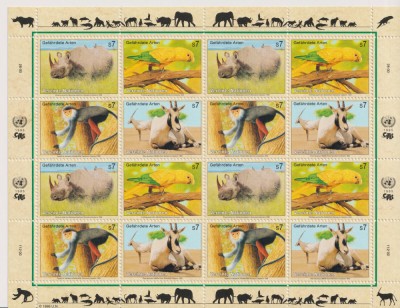 ONU , UNO VIENA , WIEN - 1995 - FAUNA , ANIMALE , BLOC COLITA NESTAMPILAT foto