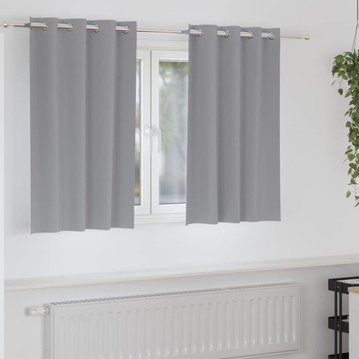 vidaXL Perdele cu perdele 2 pcs Gri deschis 140x140cm Poliester 4107343
