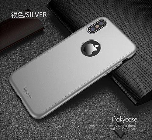Husa Apple iPhone X, FullBody Elegance Luxury iPaky Argintiu, acoperire completa 360 grade cu folie de sticla