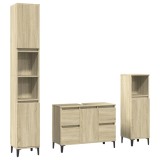 Cumpara ieftin Set mobilier de baie, 3 piese, stejar sonoma, lemn prelucrat