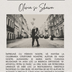 Invitatie nunta, 10x15 cm, cu plic personalizat, model Newspaper Ziar Monden