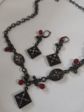 Set bijuterii ROSU -dama- elegant cu cristale SWAROVSKI (colier+cercei)