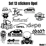Set 13 Stickere Auto Opel , Logo si Design Performance, Rezistente la Apa