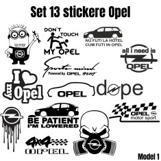 Set 13 Stickere Auto Opel , Logo E i Design Performance, Rezistente la Apa