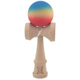 Kendama X Originala, Profesionala, Cyrax, din Lemn, Rubber Grip, 18 cm, Rosu/Galben/Albastru