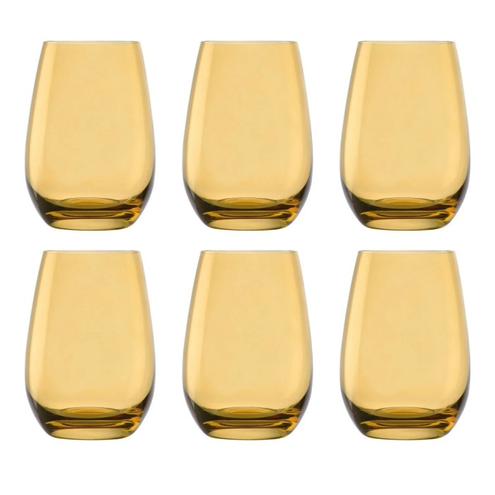 Farbige Trinkgl&auml;ser, Wassergl&auml;ser, Saftgl&auml;ser - ELEMENTS, 6er-Set, Bernstein, 465 ml