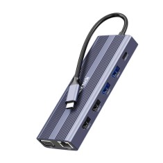 Hub USB NEX 12 in 1 NEX TECH? USB-C 4K HDMI, 1000Mbps, USB 3.0, SD, USB 2.0, RJ45, Adaptor Multiport, Incarcare PD 100W, 5 Gbps, VGA, Aluminiu, Card R foto