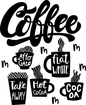 Sticker decorativ, Coffee, Negru, 72 cm, 7388ST foto