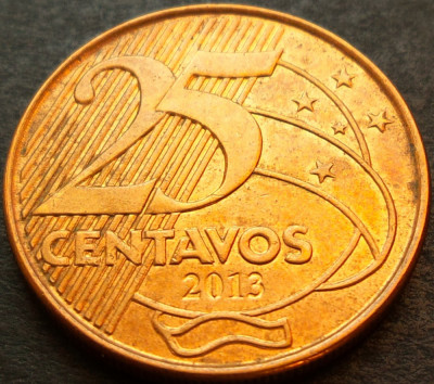 Moneda 25 CENTAVOS - BRAZILIA, anul 2013 * cod 3188 foto