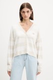 Tommy Jeans cardigan din bumbac culoarea bej, light, DW0DW20968