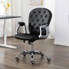Scaun birou rotativ vidaXL, piele ecologica neagra, reglabil, ergonomic, 58x61x(91-101) cm, max 110 kg