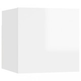 Noptiera, alb extralucios, 30,5x30x30 cm, lemn prelucrat