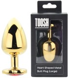 Dop anal in forma de inima auriu, Toosh, cu cristal Rosu, L