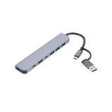 HUB USB 3.0 A+tip C - 1xUSB 3.0 A+3xUSB 2.0 A+USB tip C+USB tip C PD 5W