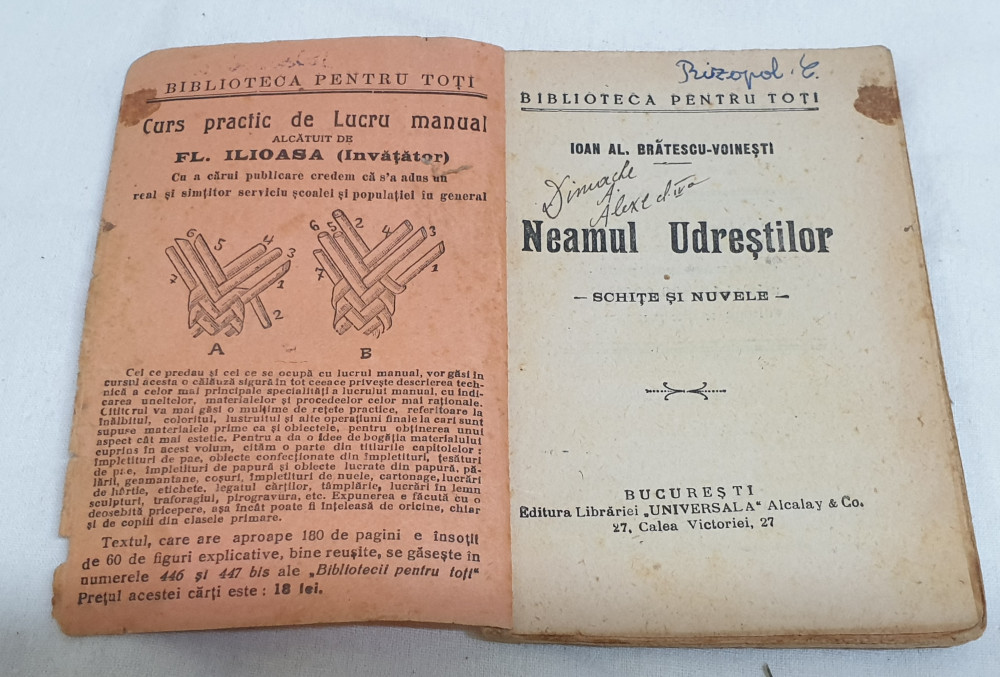 Carte de colectie anii 1900 Biblioteca pentru toti - NEAMUL UDRESTILOR |  Okazii.ro