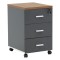 Corp mobil pe roti Oscar cu cheie, 3 sertare nuc - antracit, 40x48x63cm