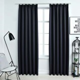 vidaXL Draperii opace cu c&acirc;rlige, 2 buc., antracit, 140 x 175 cm 134422
