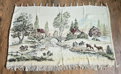 CARPETA VINTAGE DIN AMESTEC DE BUMBAC CU LANA, MODEL VANATORESC foto