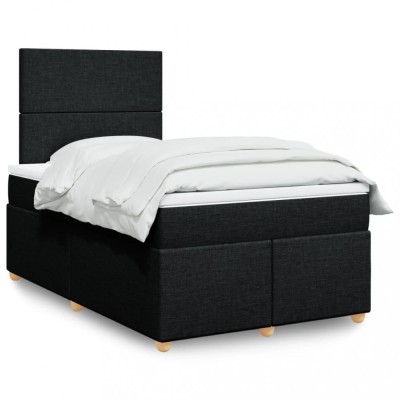 vidaXL Pat box spring cu saltea, negru, 120x200 cm, textil 3291242 foto