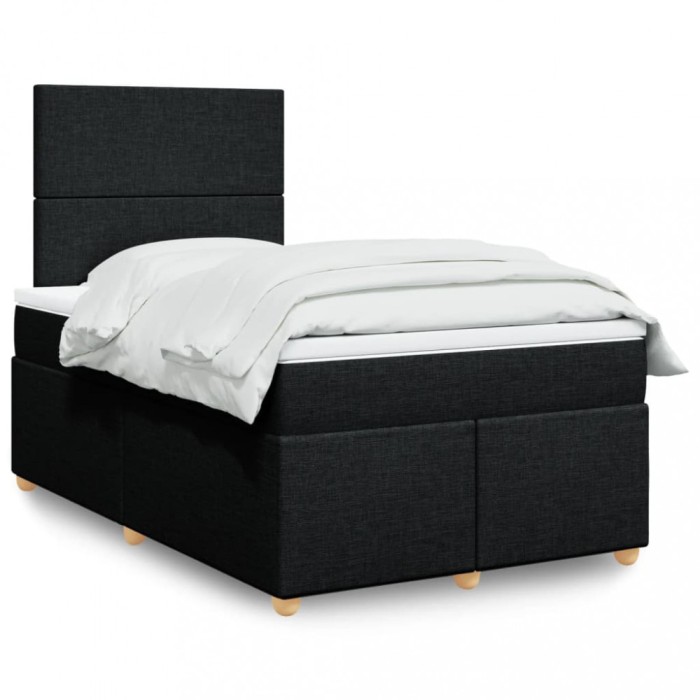 vidaXL Pat box spring cu saltea, negru, 120x200 cm, textil 3291242